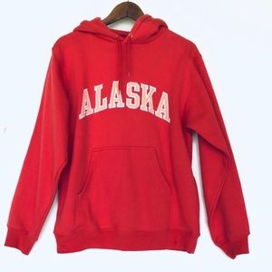 NWT Alaska Pullover Coral Sweatshirt Hoodie oversized Kangaroo Pockets Souvenir